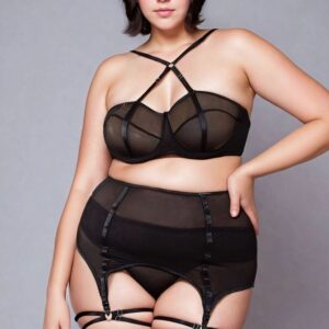 Three Piece Mesh Bra Set (Plus Size)